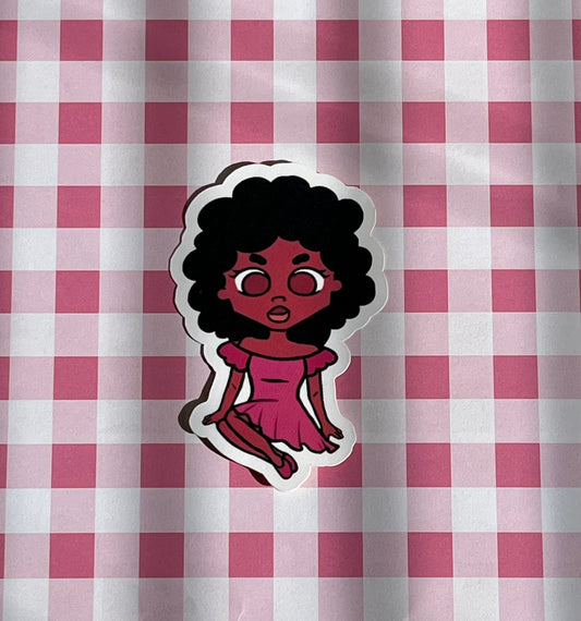 Afro Girly in Pink Sticker