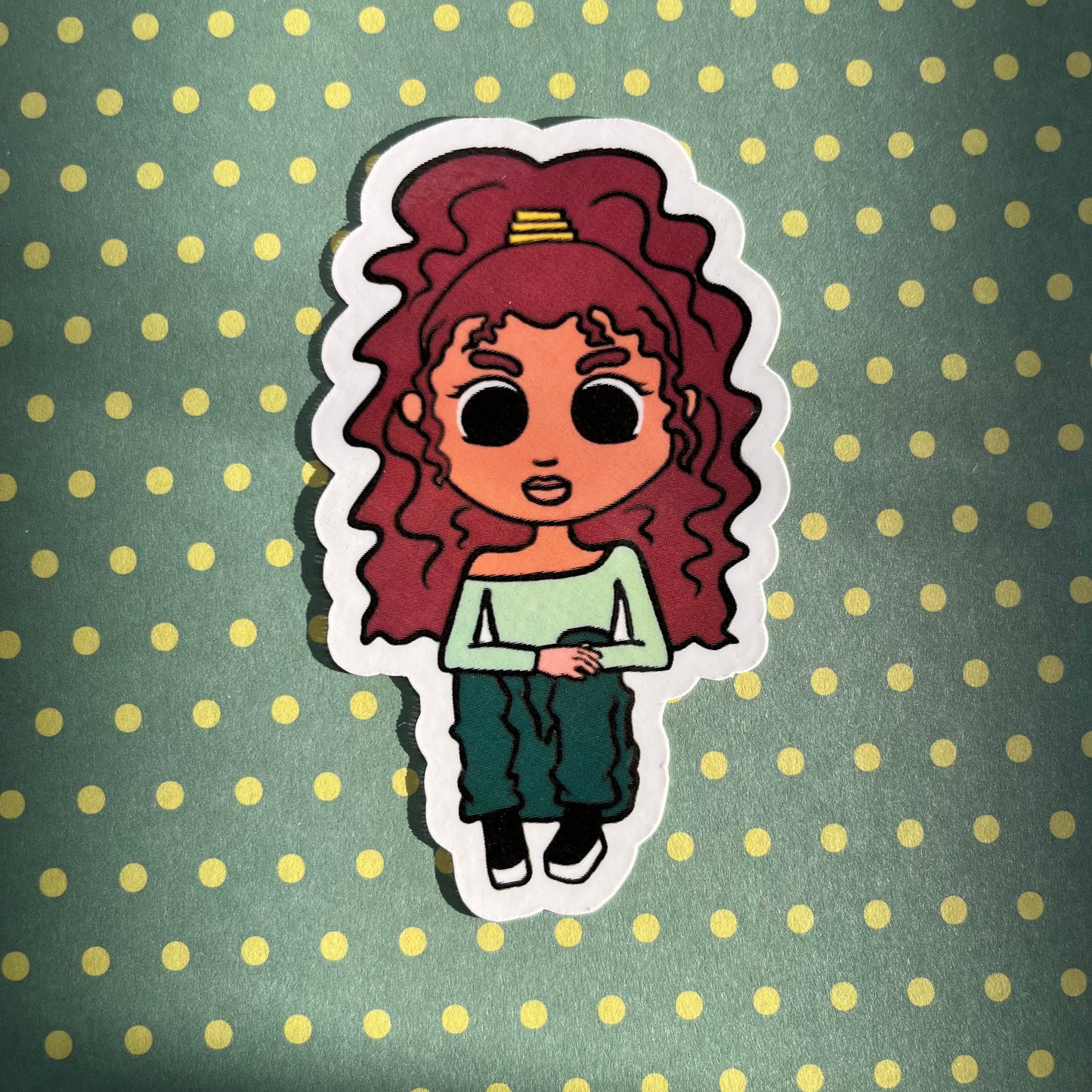 Shy Girly in Green Sticker